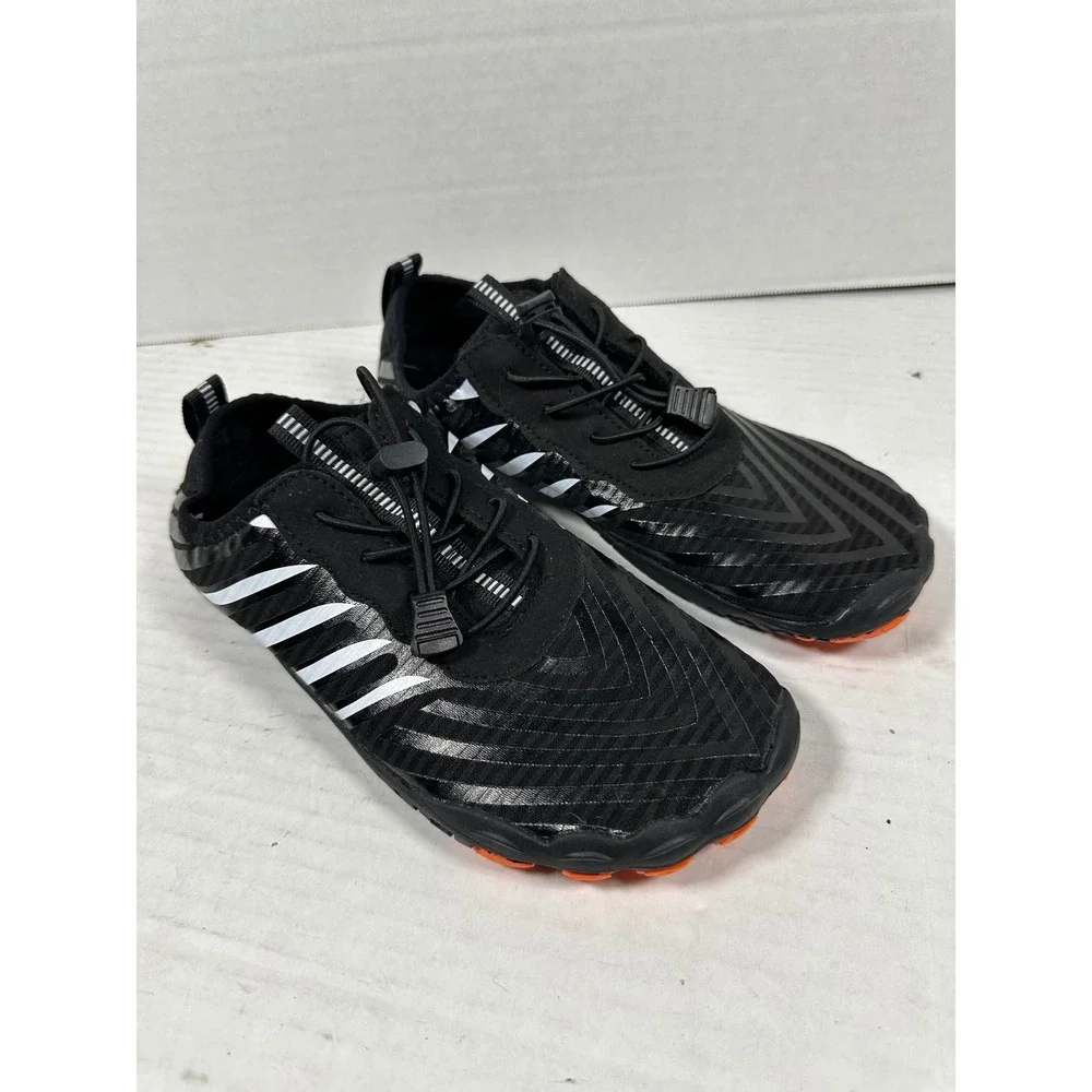 Barestep Barefoot Water Shoes Black White Striped Bungee Lace Minimalist Size 39
